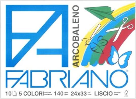 Blocco Fabriano Arcobaleno liscio 4 angoli 24x33