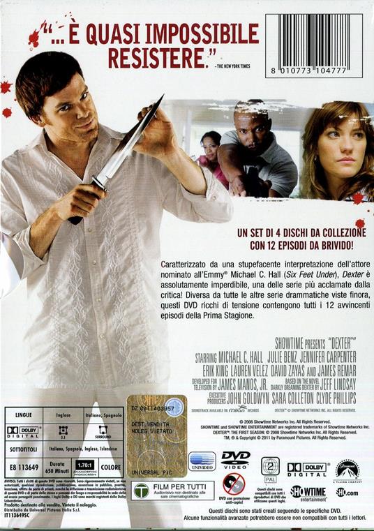 Dexter. Stagione 1 (4 DVD) di Michael Cuesta,Robert Lieberman,Tony Goldwyn,Steve Shill - DVD - 2