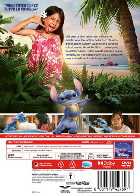 Lilo & Stitch - Live Action (DVD) di Dean Fleischer-Camp - DVD - 2