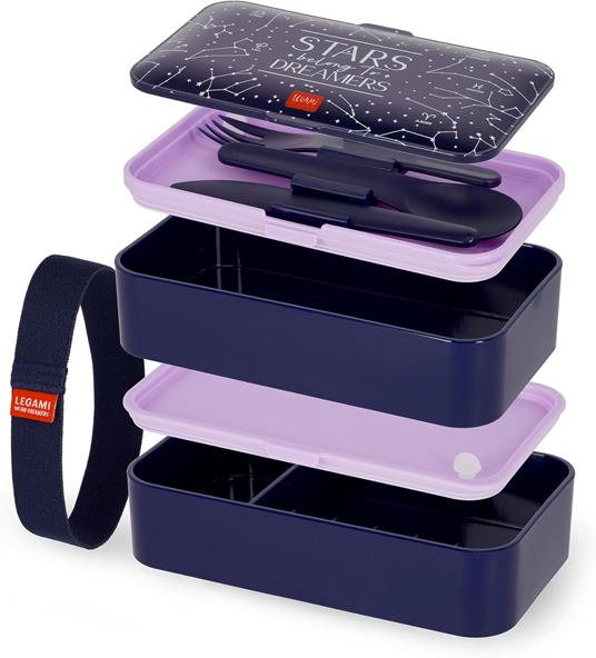 Legami - Porta Pranzo, Lunch Box con 3 Posate Incluse, Stars, Contenitore Porta Pranzo, Capacità 1200 ml, a Prova di Perdite - 4