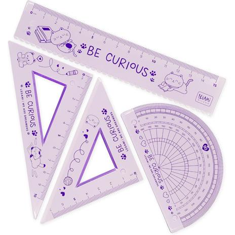 Legami - Set di Geometria, Set con Righello da 15 cm, Squadra 60° da 10 cm, Goniometro 180° per la Scuola, Custodia Inclusa