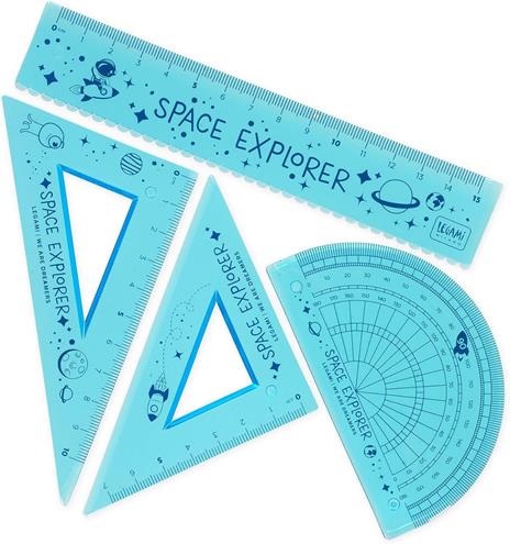 Legami - Set di Geometria, Set con Righello da 15 cm, Squadra 60° da 10 cm, Goniometro 180° per la Scuola, Custodia Inclusa - 5