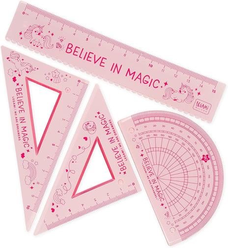 Legami - Set di Geometria, Set con Righello da 15 cm, Squadra 60° da 10 cm, Goniometro 180° per la Scuola, Custodia Inclusa - 6