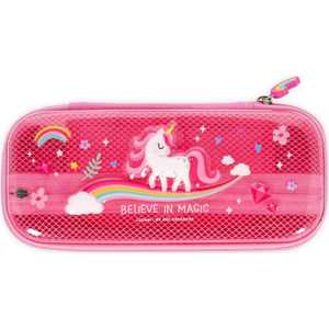 Cartoleria Legami - Astuccio Wonderwow, Tema Unicorn, 2 Scomparti e Portapenne interno, Chiusura a Zip, 23x11x5 cm Legami