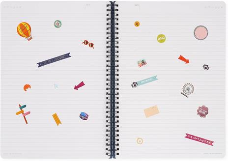 Lined Spiral-Bound Notebook - Spiral Notebook - Maxi - Travel Stickers - 4