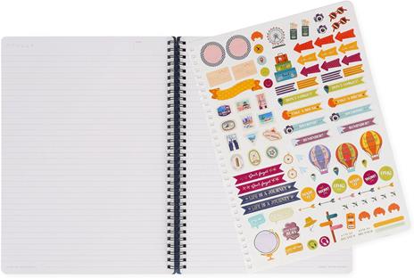 Lined Spiral-Bound Notebook - Spiral Notebook - Maxi - Travel Stickers - 5