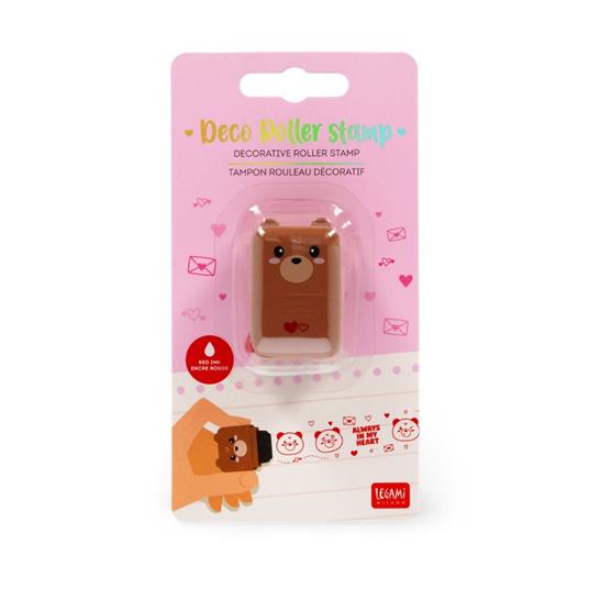 Deco Roller Stamp - Decorative Roller Stamp - Teddy Bear - Red Ink