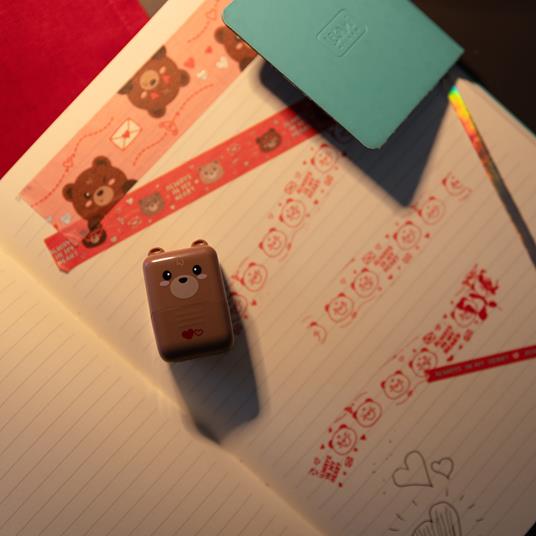 Deco Roller Stamp - Decorative Roller Stamp - Teddy Bear - Red Ink - 4