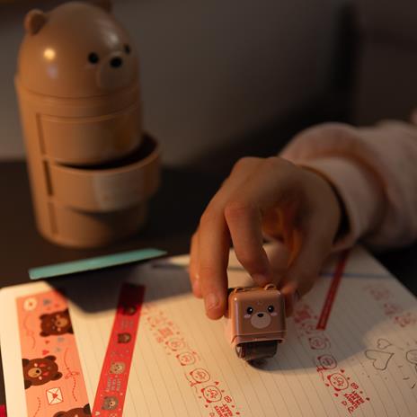 Deco Roller Stamp - Decorative Roller Stamp - Teddy Bear - Red Ink - 6