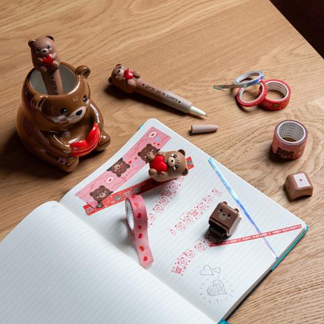 Deco Roller Stamp - Decorative Roller Stamp - Teddy Bear - Red Ink - 7