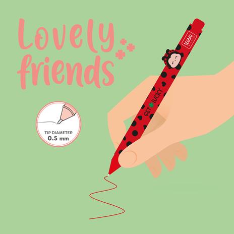 Legami - Penna Gel con Animaletto Decorativo Lovely Friends, Ladybug, Evita il Rotolamento, Inchiostro Rosso - 4