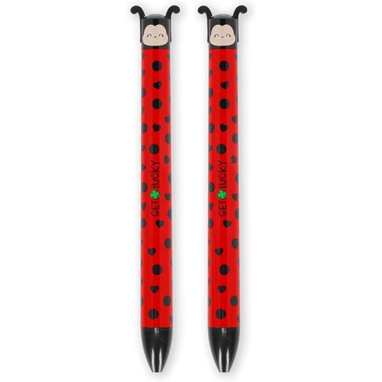 Legami - Penna Click&Clack a Due Colori, Tema Ladybug, Inchiostro Nero e Rosso, Penna a Scatto