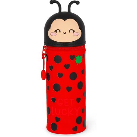 Legami - Kawaii Astuccio Scuola 2 in 1 in Morbido Silicone, Ladybug, Portapenne da Tavolo, Chiusura con Cerniera