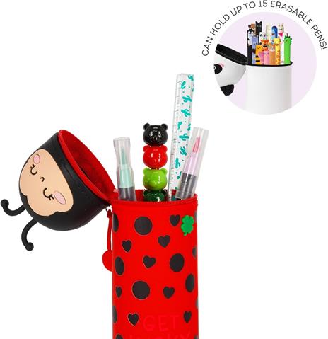 Legami - Kawaii Astuccio Scuola 2 in 1 in Morbido Silicone, Ladybug, Portapenne da Tavolo, Chiusura con Cerniera - 3