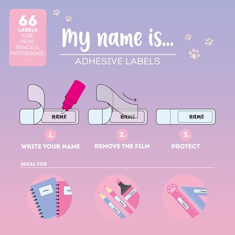 Set di 66 etichette adesive Legami My Name Is- Gattino - 2