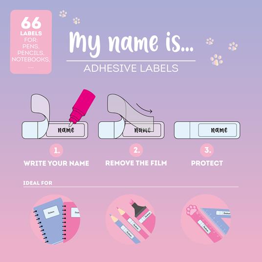 Set di 66 etichette adesive Legami My Name Is- Gattino - 2