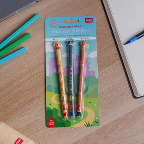 Legam Set di 3 Penne Gel Cancellabili Fur-ever Friends, Penne con Inchiostro Cancellabile Termosensibile, Nero, Blu, Rosso - 16