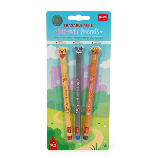 Legam Set di 3 Penne Gel Cancellabili Fur-ever Friends, Penne con Inchiostro Cancellabile Termosensibile, Nero, Blu, Rosso - 10