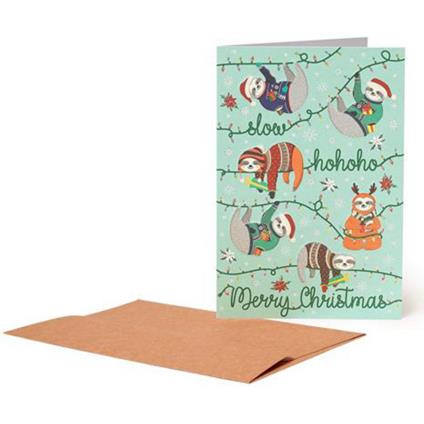 Biglietto auguri Legami Unusual Christmas, Sloths Bradipo - 11,5x17 cm