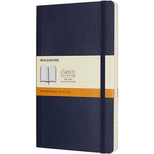 Taccuino Moleskine large a righe copertina morbida blu. Sapphire Blue