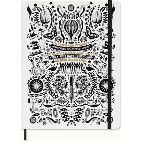 Taccuino a righe Moleskine Lorenzo Petrantoni + adesivi in cofanetto da collezione