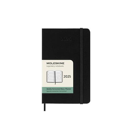 Agenda settimanale orizzontale 12 mesi, 2025 Moleskine, Pocket, Copertina rigida, Nero - 9 x 14 cm - 7