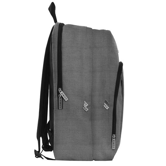 Zaino con zip e scomparti Monocolore grigio mel. Comix - 3