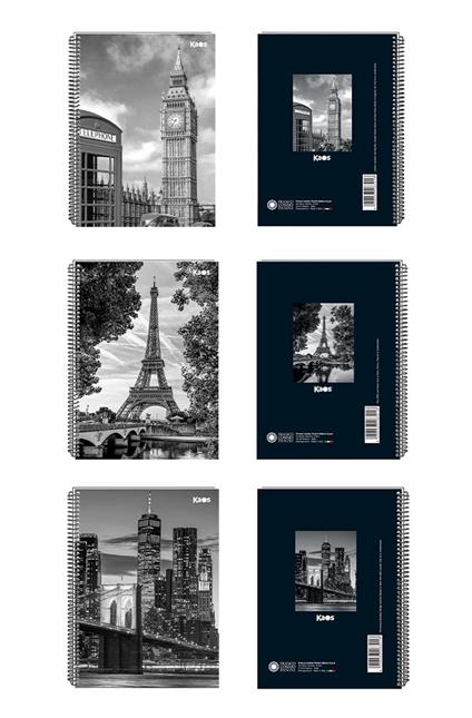 Quaderno Standard spiralato Kaos Collection 5 mm 3 Sogg., a quadretti