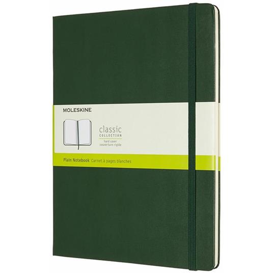 Taccuino Moleskine XL a pagine bianche copertina rigida verde. Myrtle Green