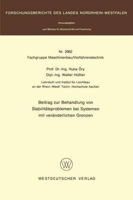 Beitrag zur Behandlung von Stabilitätsproblemen bei Systemen mit veränderlichen Grenzen - Huba Öry - cover