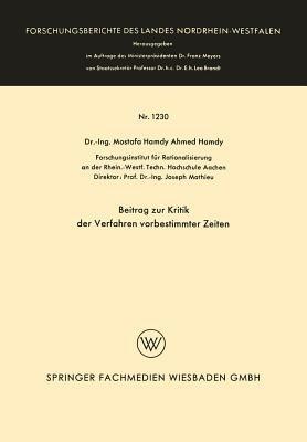 Beitrag zur Kritik der Verfahren vorbestimmter Zeiten - Mostafa Hamdy Ahmed Hamdy - cover