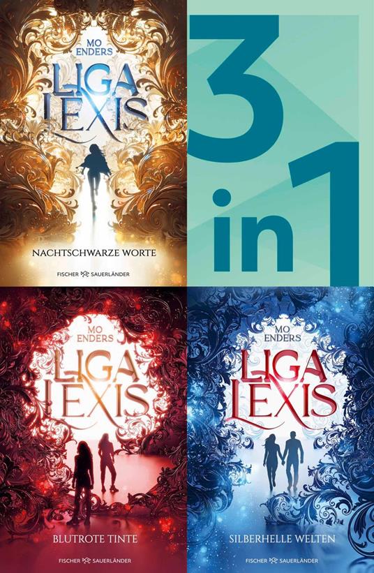 Bookford Manor Trilogie Band 1-3 in einem Bundle: Liga Lexis Nachtschwarze Worte / Blutrote Tinte / Silberhelle Welten - Mo Enders - ebook