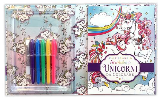 Caleidoscopio Arcobaleno. Unicorni da colorare. Ediz. illustrata. Con gel glitterato. Con 5 pennarelli colorati - 2