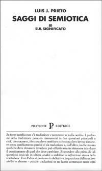 Saggi di semiotica. Vol. 3: Sul significato - Luis J. Prieto - copertina
