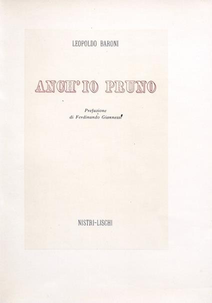 Anch'io pruno - Leopoldo Baroni - copertina