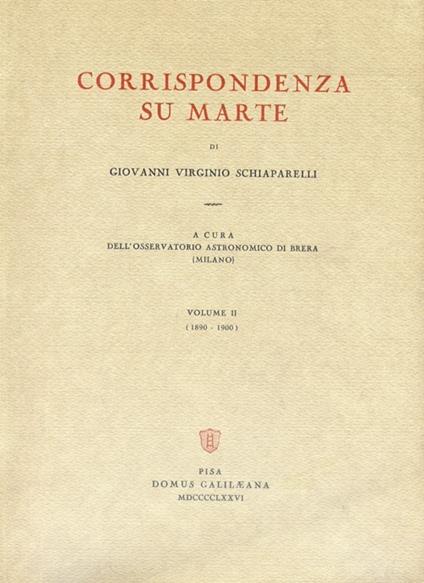 Corrispondenza su Marte. Vol. 2 - Giovanni V. Schiaparelli - copertina