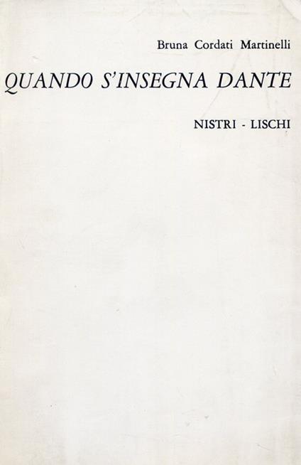 Quando s'insegna Dante - Bruna Cordati - copertina