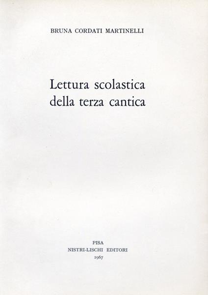 Lettura scolastica della terza cantica - Bruna Cordati - copertina