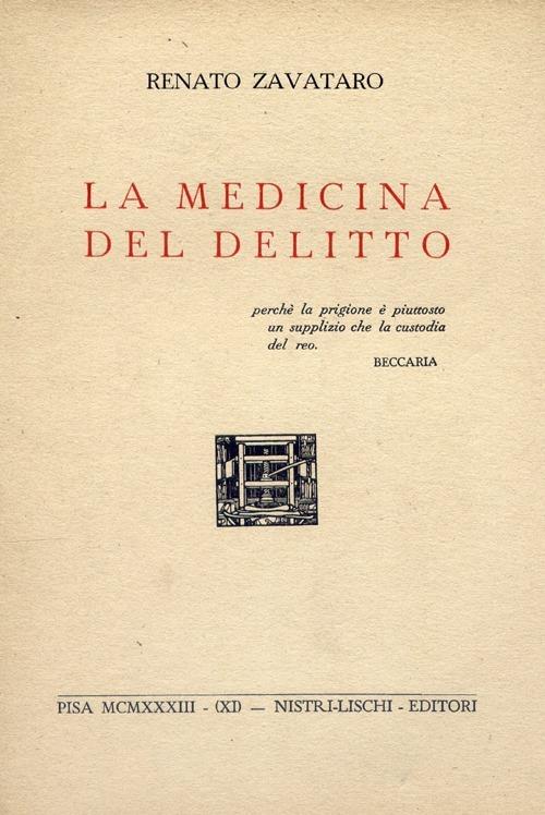 La medicina del delitto - Renato Zavataro - copertina