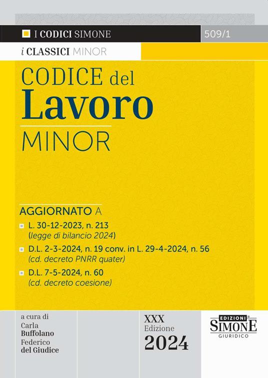 Codice del Lavoro. Ediz. minor - copertina