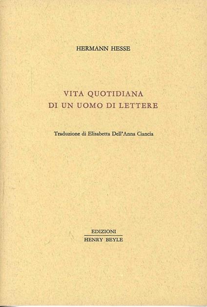Vita quotidiana di un uomo di lettere - Hermann Hesse - copertina