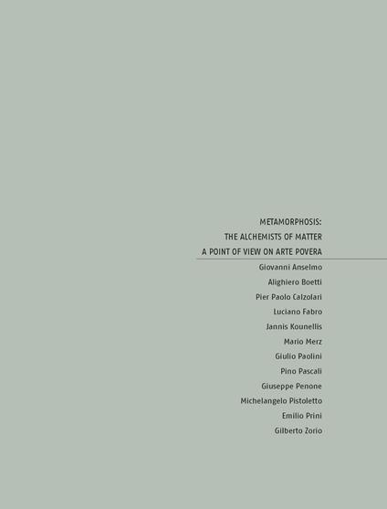 Metamorphosis: the alchemists of matter. A point of view on arte povera - Bruno Corà,Paolo Repetto - copertina