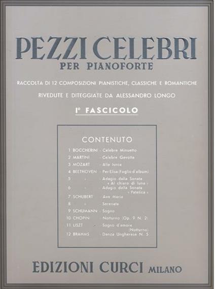 Pezzi celebri. Per pianoforte. Spartito - copertina