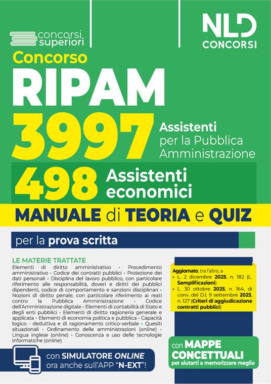 Concorso Ripam 3997 posti, profilo per 498 assistenti economici. Manuale di teoria e quiz per la prova unica - copertina